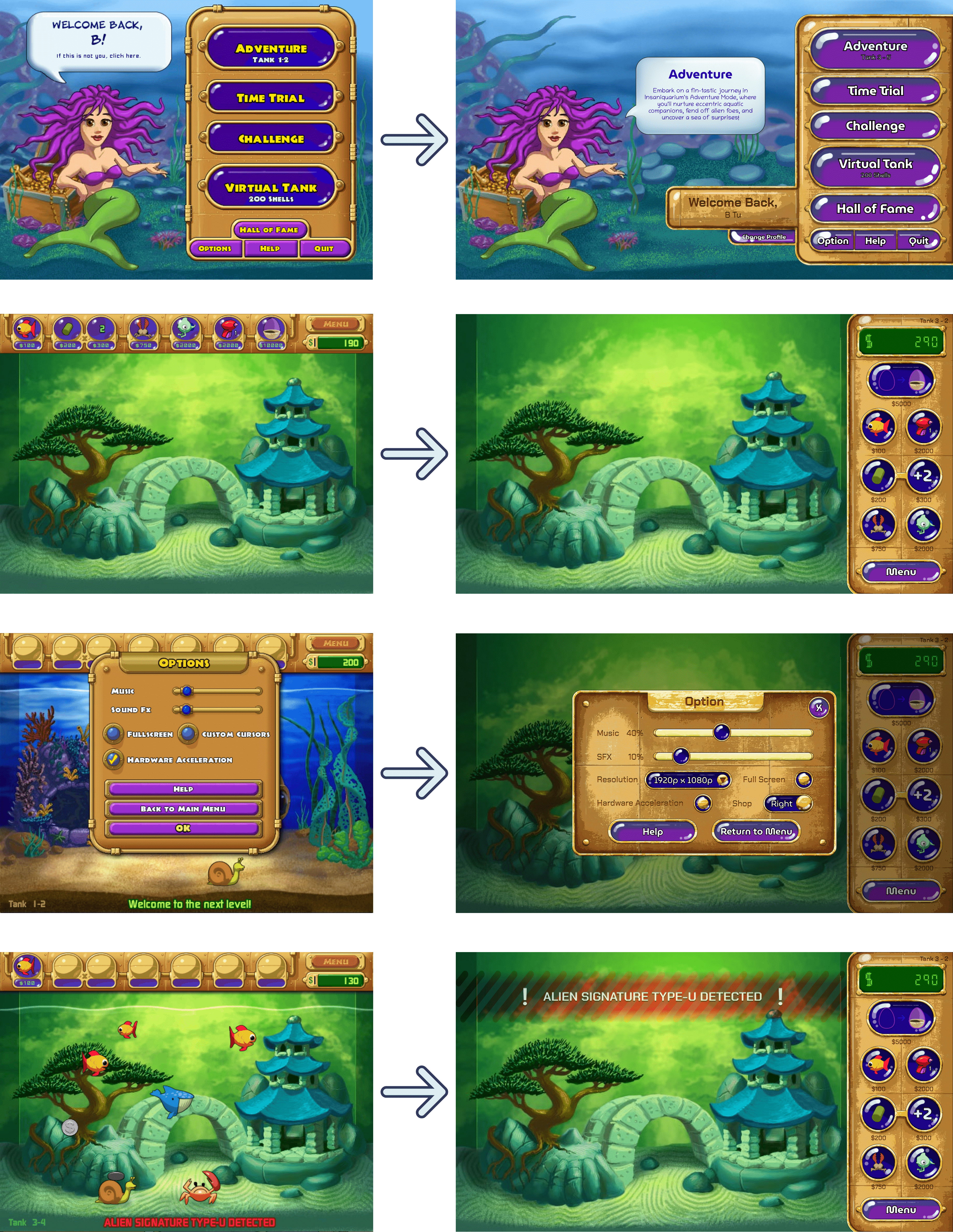 Insaniquarium Screen Comparison