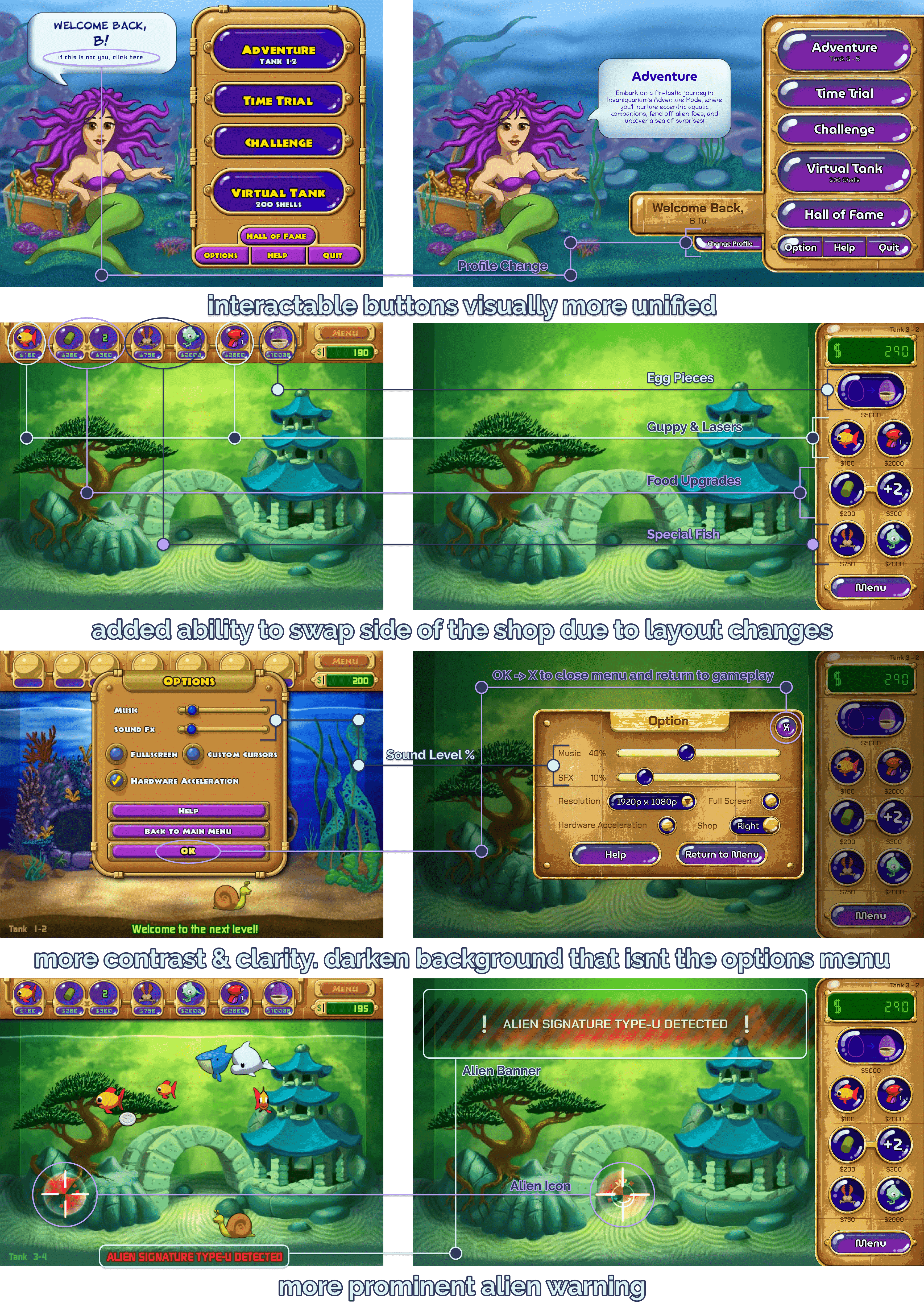 Insaniquarium Screen Comparison